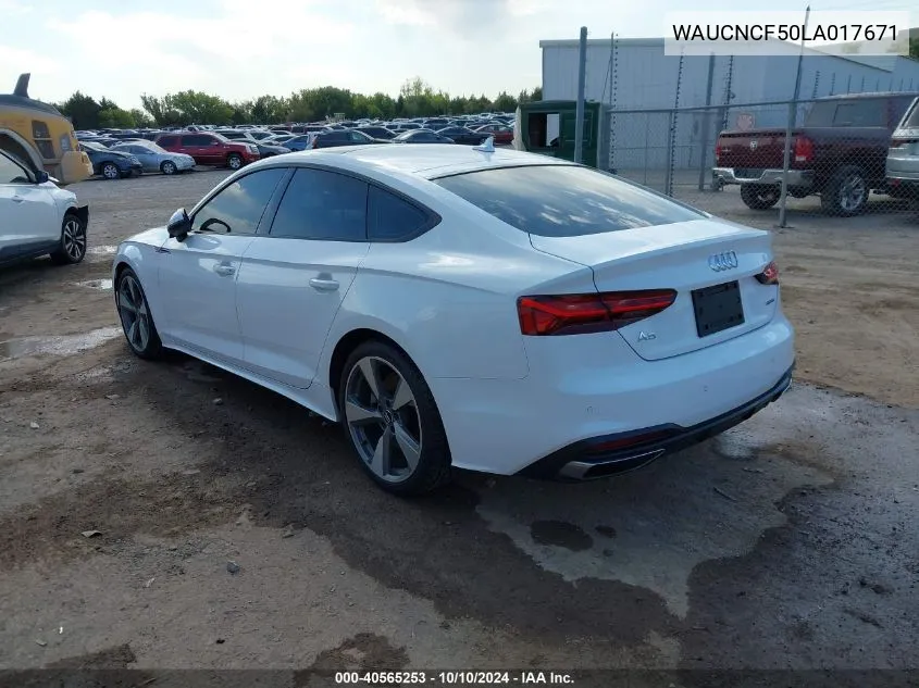 2020 Audi A5 Sportback Premium Plus 45 Tfsi Quattro S Tronic VIN: WAUCNCF50LA017671 Lot: 40565253