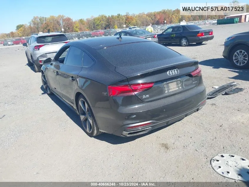 2020 Audi A5 Sportback Premium Plus 45 Tfsi Quattro S Tronic VIN: WAUCNCF57LA017523 Lot: 40656248