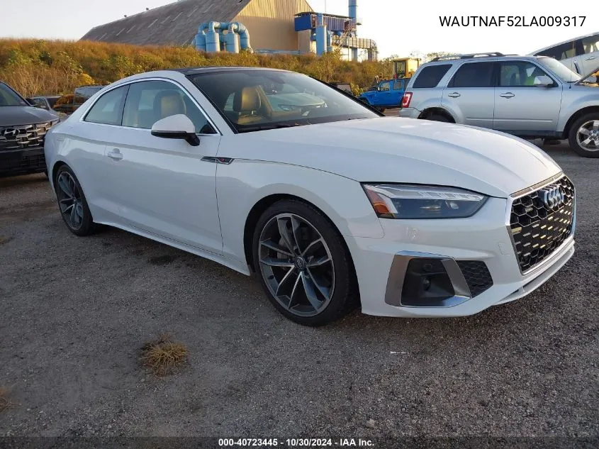 2020 Audi A5 Coupe Premium Plus 45 Tfsi Quattro S Tronic VIN: WAUTNAF52LA009317 Lot: 40723445