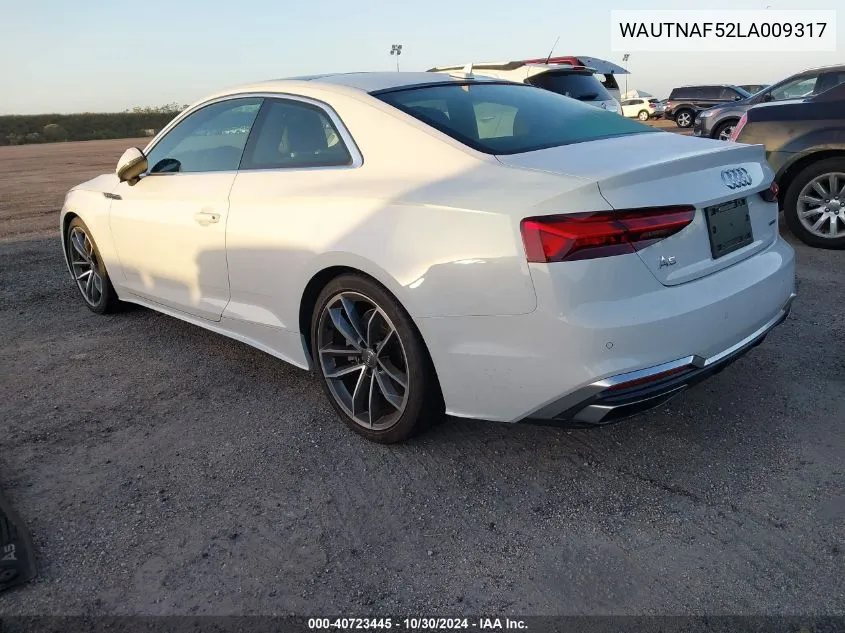 2020 Audi A5 Coupe Premium Plus 45 Tfsi Quattro S Tronic VIN: WAUTNAF52LA009317 Lot: 40723445