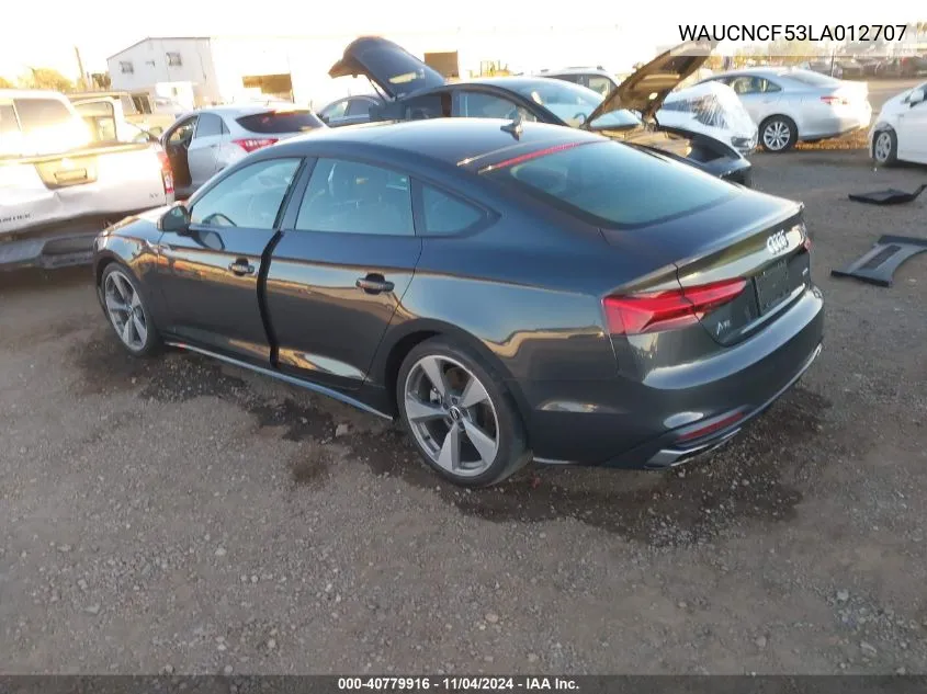 2020 Audi A5 Sportback Premium Plus 45 Tfsi Quattro S Tronic VIN: WAUCNCF53LA012707 Lot: 40779916