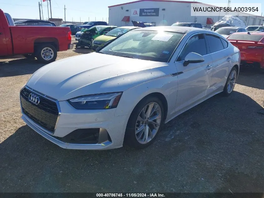 2020 Audi A5 Sportback Premium Plus 45 Tfsi Quattro S Tronic VIN: WAUCNCF58LA003954 Lot: 40786745