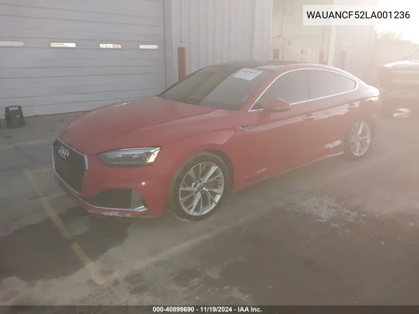 2020 Audi A5 Sportback Premium 45 Tfsi Quattro S Tronic VIN: WAUANCF52LA001236 Lot: 40899690