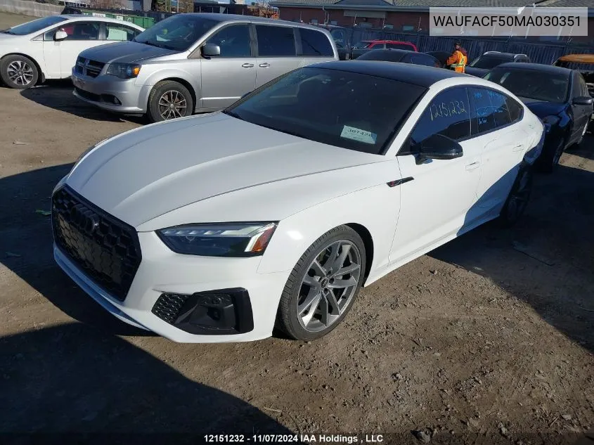 2021 Audi A5 Sportback VIN: WAUFACF50MA030351 Lot: 12151232