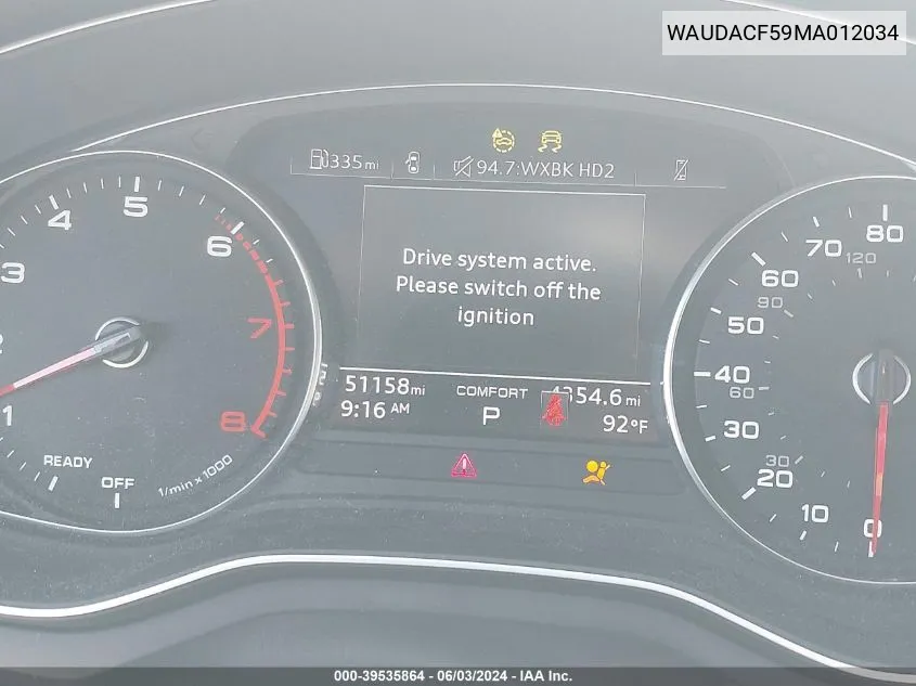 WAUDACF59MA012034 2021 Audi A5 Sportback Premium 45 Tfsi Quattro S Tronic