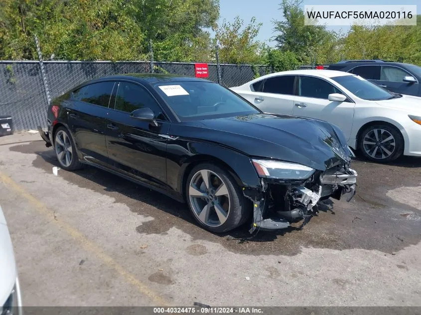 2021 Audi A5 Sportback Premium Plus 45 Tfsi Quattro S Tronic VIN: WAUFACF56MA020116 Lot: 40324475