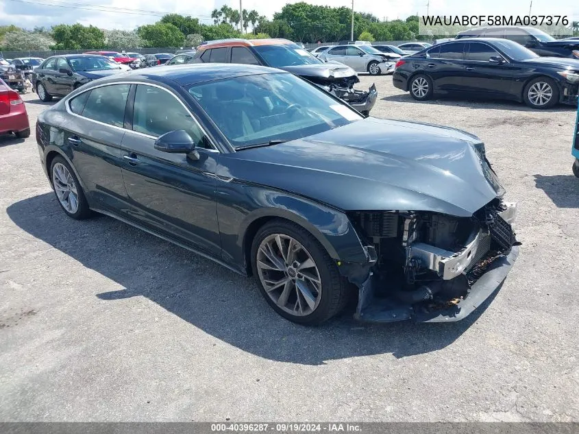 2021 Audi A5 Sportback Premium 40 Tfsi Quattro S Tronic VIN: WAUABCF58MA037376 Lot: 40396287