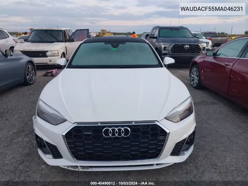 2021 Audi A5 Sportback Premium 45 Tfsi Quattro S Tronic VIN: WAUDACF55MA046231 Lot: 40490012