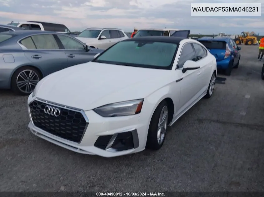 2021 Audi A5 Sportback Premium 45 Tfsi Quattro S Tronic VIN: WAUDACF55MA046231 Lot: 40490012