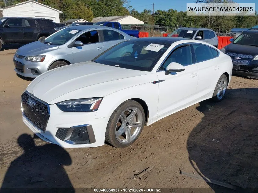 2021 Audi A5 Sportback Premium Plus 45 Tfsi Quattro S Tronic VIN: WAUFACF56MA042875 Lot: 40654937