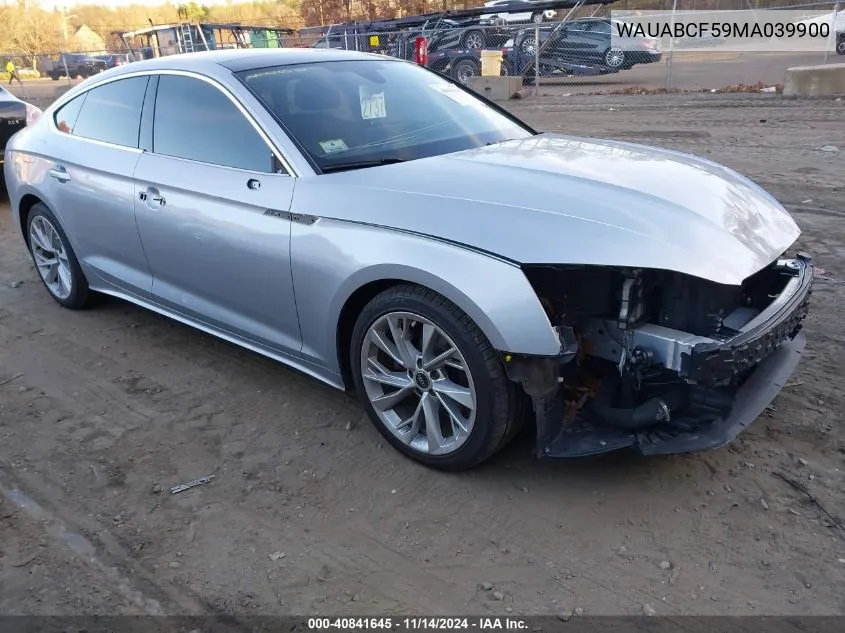 2021 Audi A5 Sportback Premium 40 Tfsi Quattro S Tronic VIN: WAUABCF59MA039900 Lot: 40841645