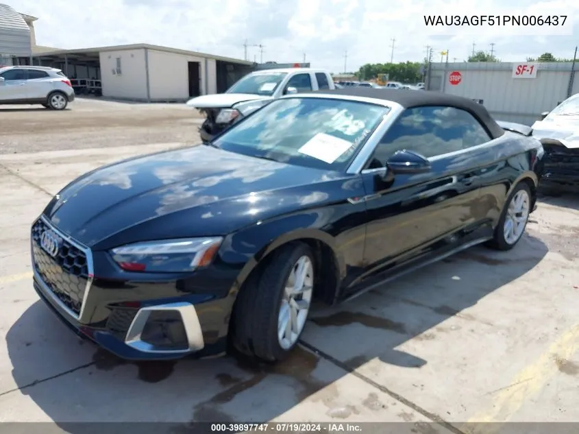 2023 Audi A5 Cabriolet Premium 45 Tfsi S Line Quattro S Tronic VIN: WAU3AGF51PN006437 Lot: 39897747