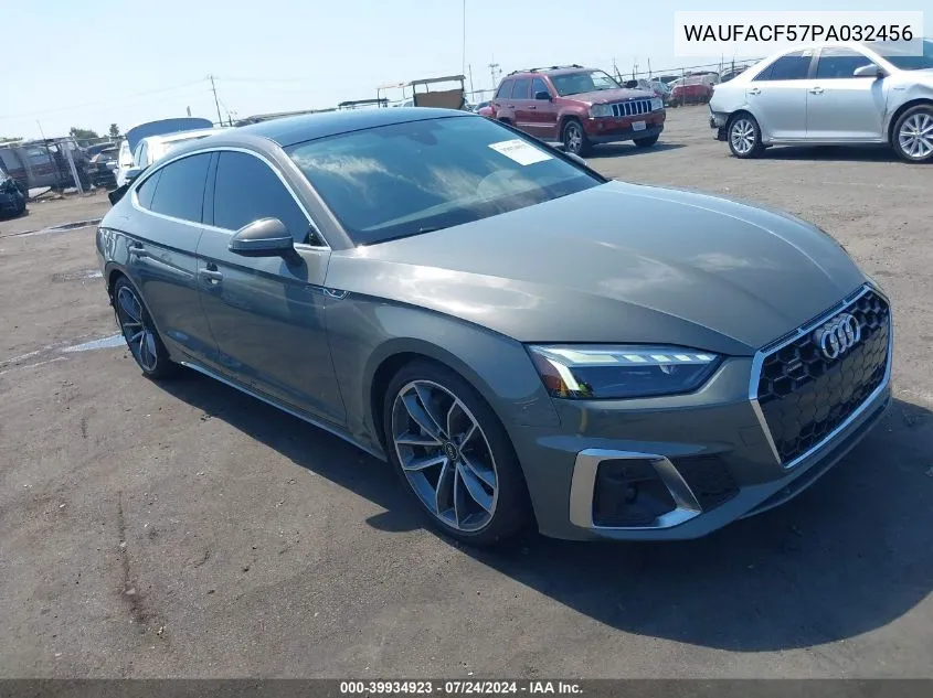 2023 Audi A5 Sportback Premium Plus 45 Tfsi S Line Quattro S Tronic VIN: WAUFACF57PA032456 Lot: 39934923