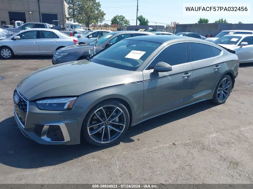 2023 Audi A5 Sportback Premium Plus 45 Tfsi S Line Quattro S Tronic VIN: WAUFACF57PA032456 Lot: 39934923