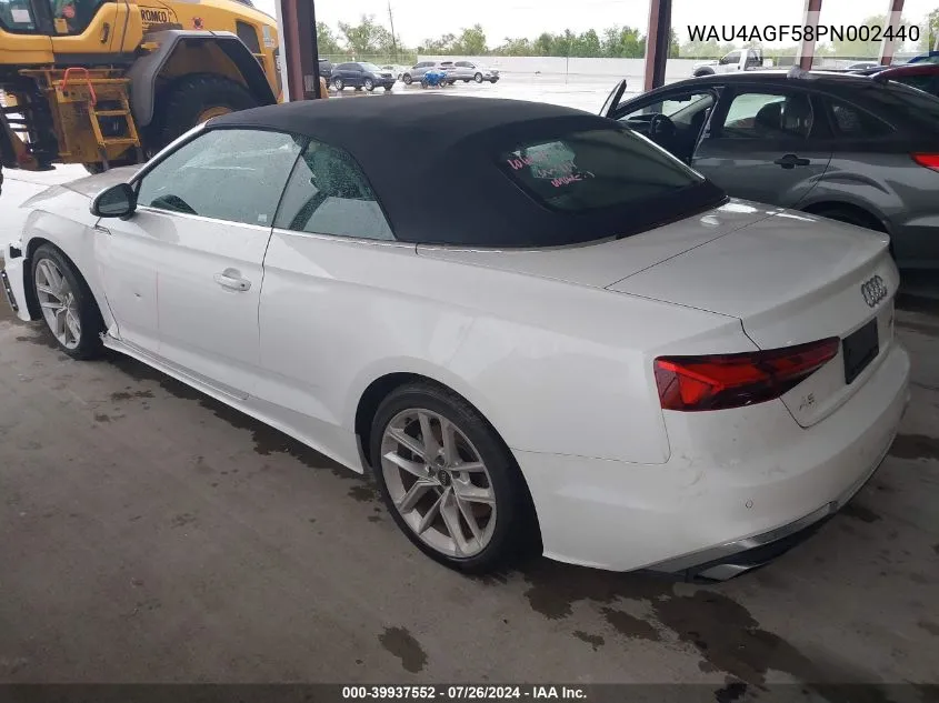 2023 Audi A5 Cabriolet Premium Plus 45 VIN: WAU4AGF58PN002440 Lot: 39937552