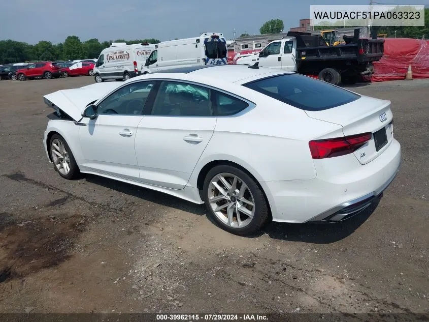 WAUDACF51PA063323 2023 Audi A5 Sportback Premium 45 Tfsi S Line Quattro S Tronic