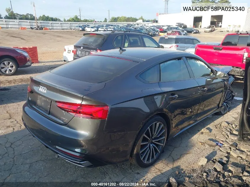 2023 Audi A5 Sportback Premium Plus 40 Tfsi Quattro S Tronic VIN: WAUCBCF58PA025340 Lot: 40161202