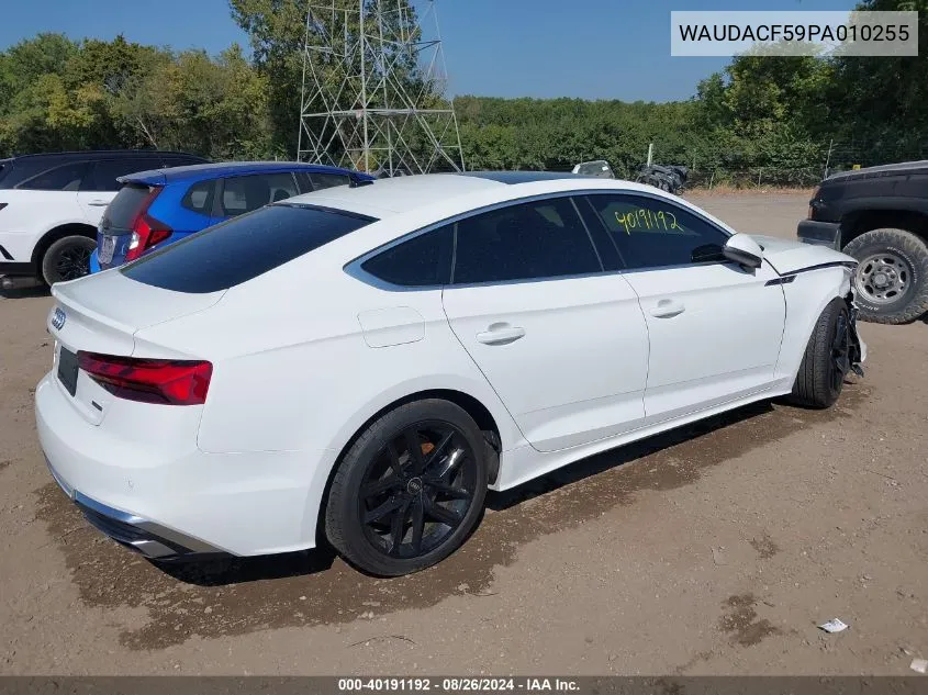 2023 Audi A5 Sportback Premium 45 Tfsi S Line Quattro S Tronic VIN: WAUDACF59PA010255 Lot: 40191192