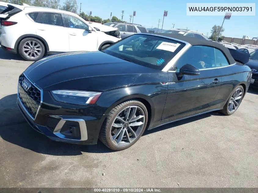 2023 Audi A5 Cabriolet Premium Plus 45 Tfsi S Line Quattro S Tronic VIN: WAU4AGF59PN003791 Lot: 40291010