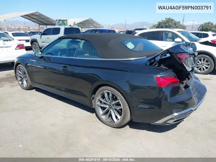 2023 Audi A5 Cabriolet Premium Plus 45 Tfsi S Line Quattro S Tronic VIN: WAU4AGF59PN003791 Lot: 40291010