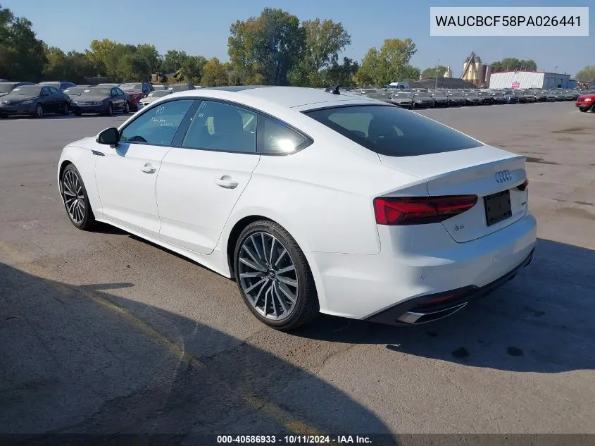 2023 Audi A5 Sportback Premium Plus 40 Tfsi Quattro S Tronic VIN: WAUCBCF58PA026441 Lot: 40586933