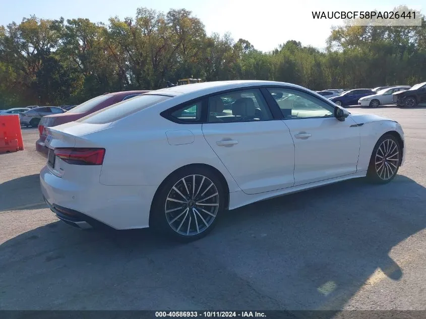 2023 Audi A5 Sportback Premium Plus 40 Tfsi Quattro S Tronic VIN: WAUCBCF58PA026441 Lot: 40586933