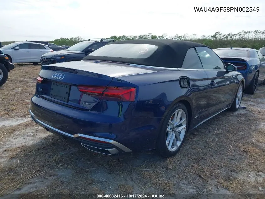 2023 Audi A5 Cabriolet Premium Plus 45 Tfsi S Line Quattro S Tronic VIN: WAU4AGF58PN002549 Lot: 40632416