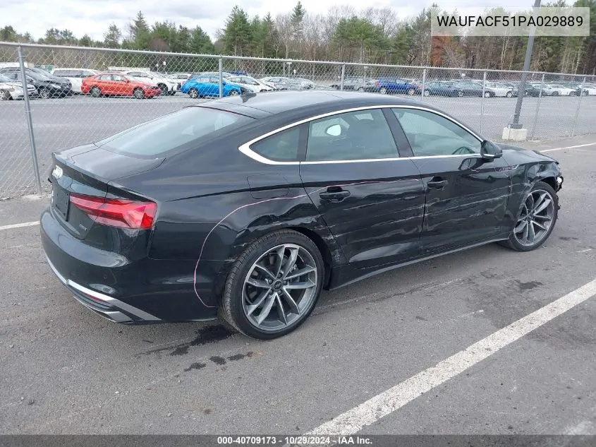 2023 Audi A5 Sportback Premium Plus 45 Tfsi S Line Quattro S Tronic VIN: WAUFACF51PA029889 Lot: 40709173