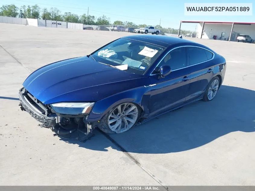 2023 Audi A5 Sportback Premium 40 Tfsi Quattro S Tronic VIN: WAUABCF52PA051889 Lot: 40849087