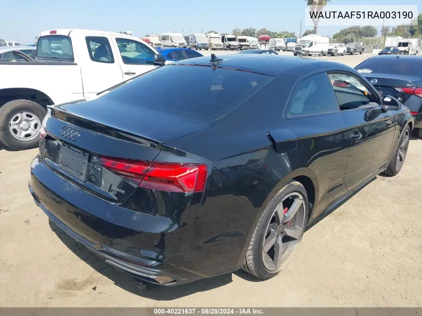 2024 Audi A5 Premium Plus 45 Tfsi Quattro S Tronic VIN: WAUTAAF51RA003190 Lot: 40221637