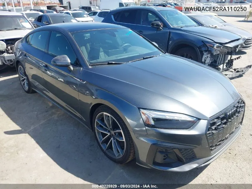 2024 Audi A5 Sportback Premium 45 Tfsi S Line Quattro S Tronic VIN: WAUDACF52RA110250 Lot: 40225929