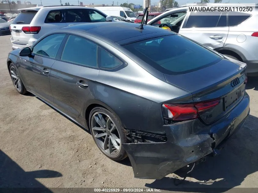 2024 Audi A5 Sportback Premium 45 Tfsi S Line Quattro S Tronic VIN: WAUDACF52RA110250 Lot: 40225929