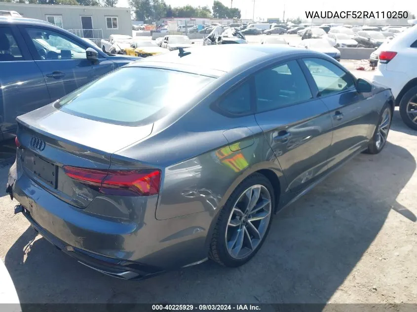 2024 Audi A5 Sportback Premium 45 Tfsi S Line Quattro S Tronic VIN: WAUDACF52RA110250 Lot: 40225929