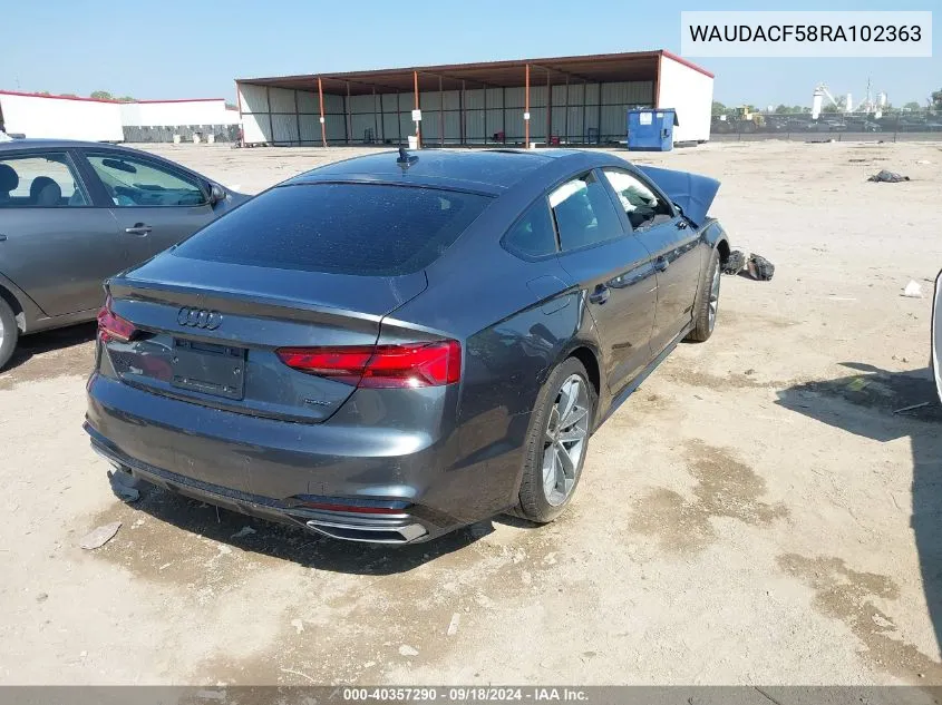 2024 Audi A5 Sportback Premium 45 Tfsi S Line Quattro S Tronic VIN: WAUDACF58RA102363 Lot: 40357290