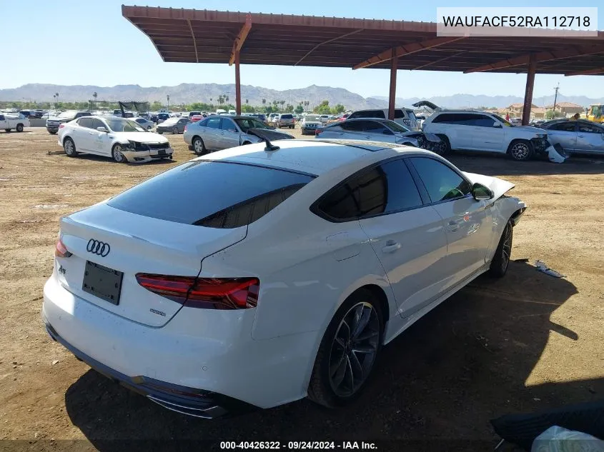 2024 Audi A5 Premium Plus 45 VIN: WAUFACF52RA112718 Lot: 40426322