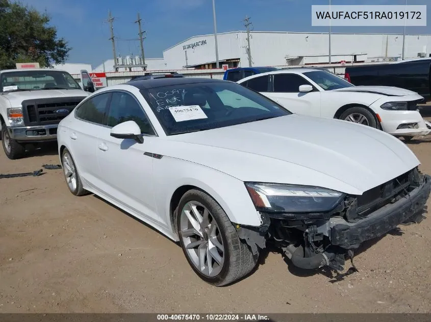 2024 Audi A5 Sportback Premium Plus 45 Tfsi Quattro S Tronic VIN: WAUFACF51RA019172 Lot: 40675470