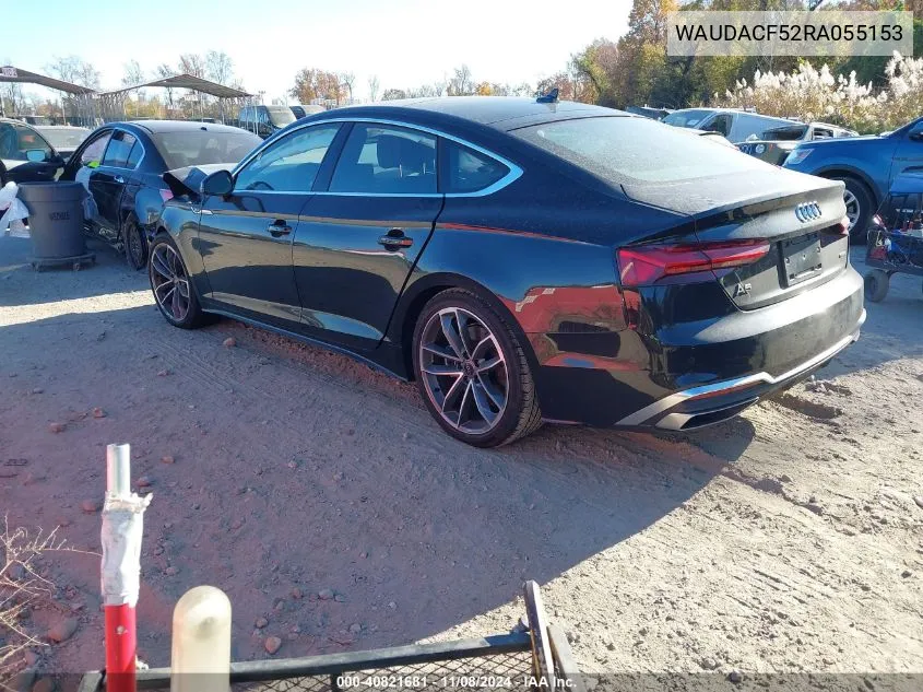 2024 Audi A5 Sportback Premium 45 Tfsi S Line Quattro S Tronic VIN: WAUDACF52RA055153 Lot: 40821681