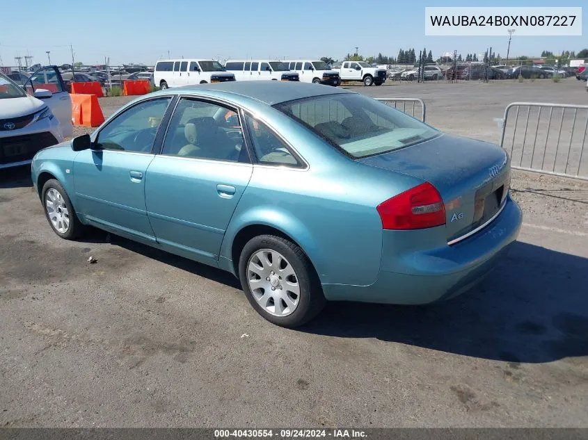 1999 Audi A6 VIN: WAUBA24B0XN087227 Lot: 40430554