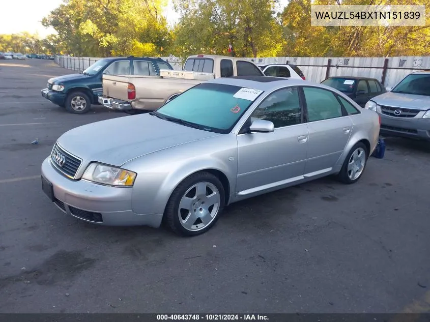 2001 Audi A6 4.2 Quattro VIN: WAUZL54BX1N151839 Lot: 40643748