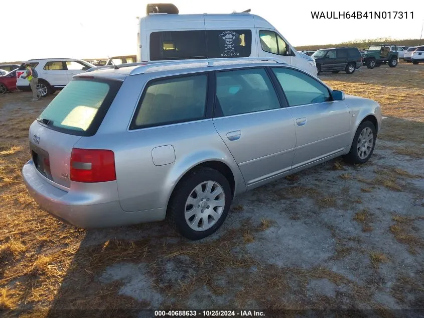 2001 Audi A6 2.8 Avant Quattro VIN: WAULH64B41N017311 Lot: 40688633