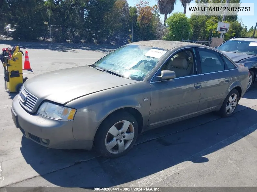 2002 Audi A6 3.0L VIN: WAUJT64B42N075751 Lot: 40200441