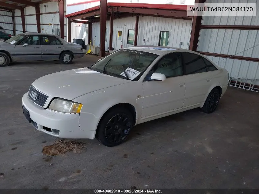 2002 Audi A6 3.0L VIN: WAULT64B62N084170 Lot: 40402910