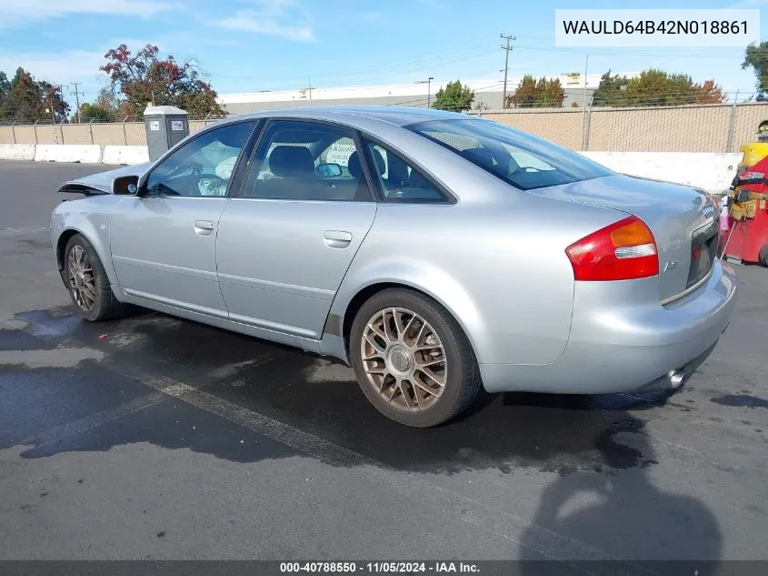 2002 Audi A6 2.7T VIN: WAULD64B42N018861 Lot: 40788550