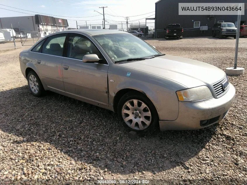 2003 Audi A6 3 VIN: WAUJT54B93N043664 Lot: 30043060