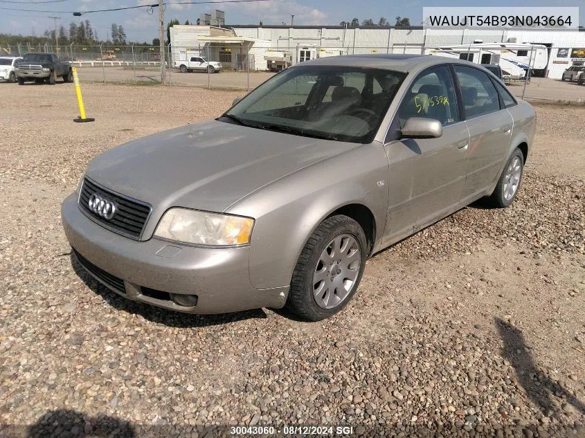 2003 Audi A6 3 VIN: WAUJT54B93N043664 Lot: 30043060