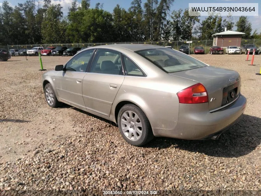 2003 Audi A6 3 VIN: WAUJT54B93N043664 Lot: 30043060