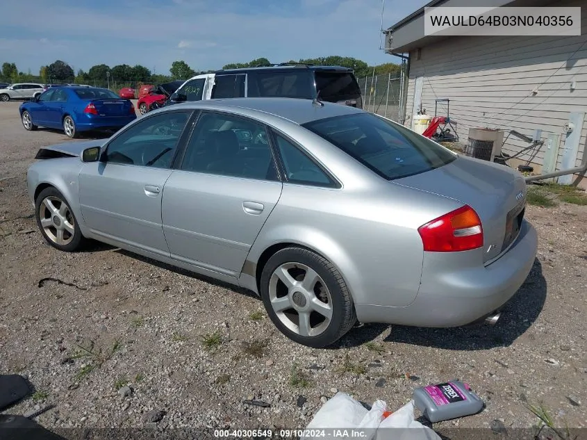 WAULD64B03N040356 2003 Audi A6 2.7T Quattro