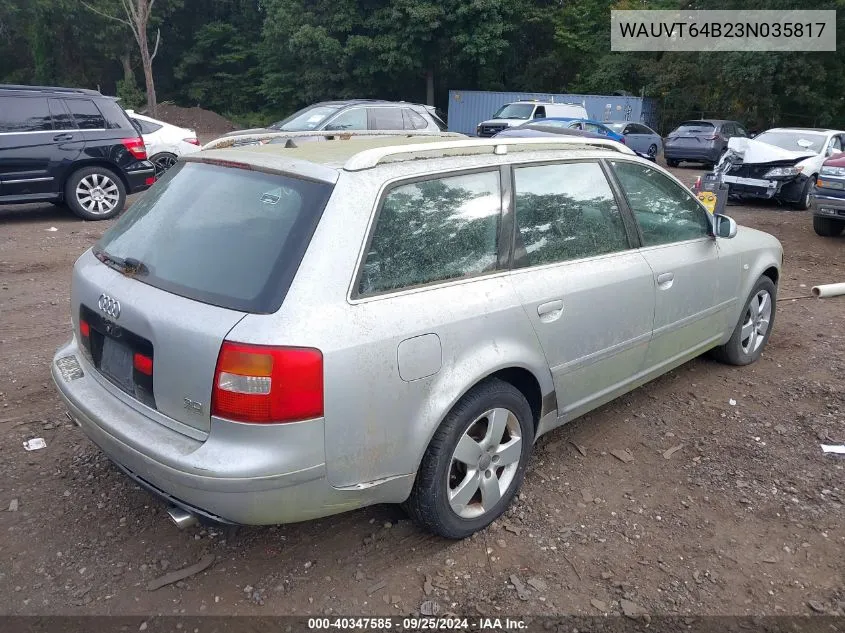 2003 Audi A6 Avant VIN: WAUVT64B23N035817 Lot: 40347585