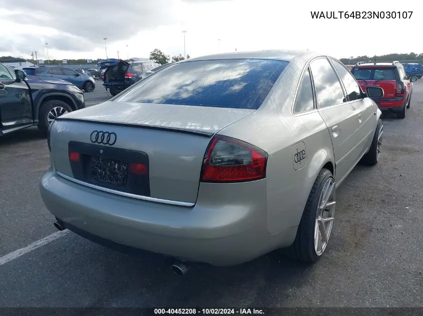 2003 Audi A6 3.0 VIN: WAULT64B23N030107 Lot: 40452208