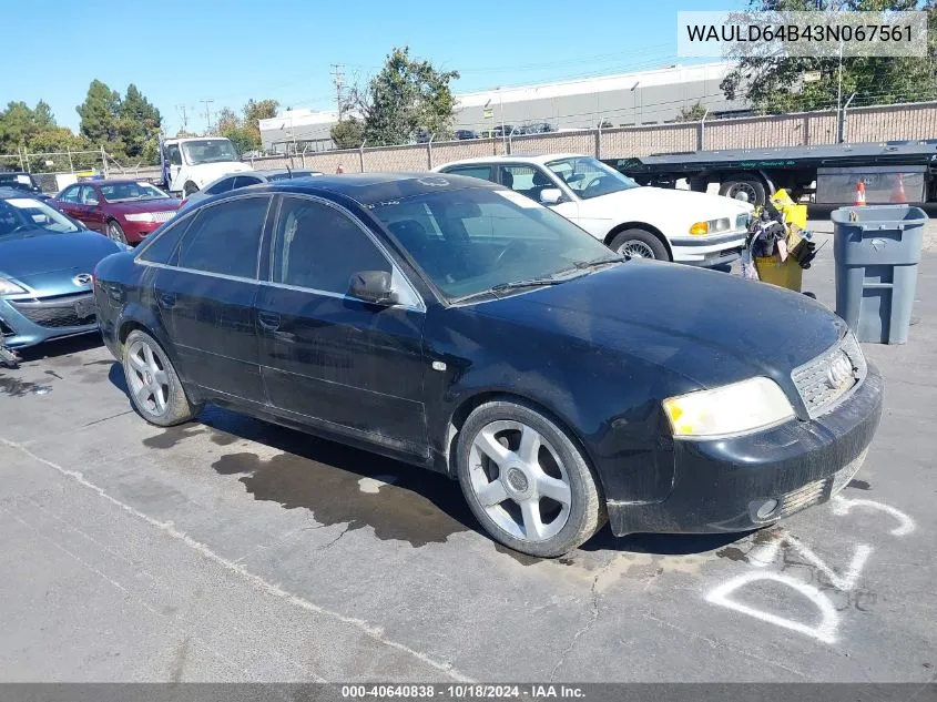 2003 Audi A6 2.7T VIN: WAULD64B43N067561 Lot: 40640838